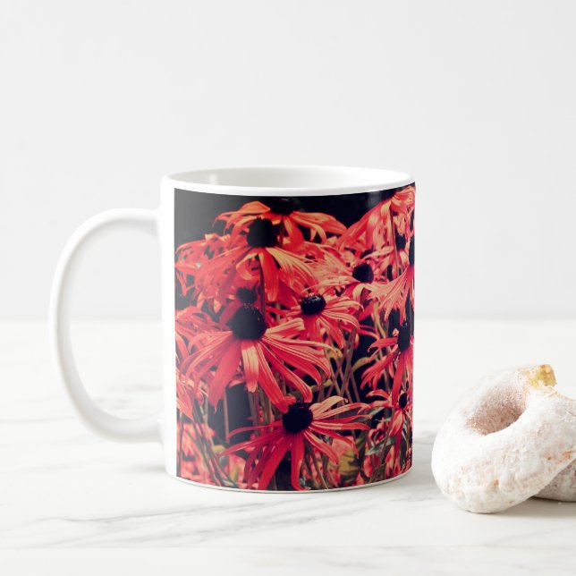 Taza De Café Rosa Black Eyed Susan Floral Art (Con donut)