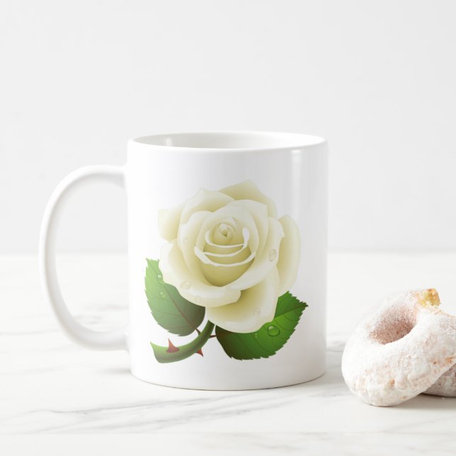 Taza De Café Rosa Blanca de Austin (Con donut)