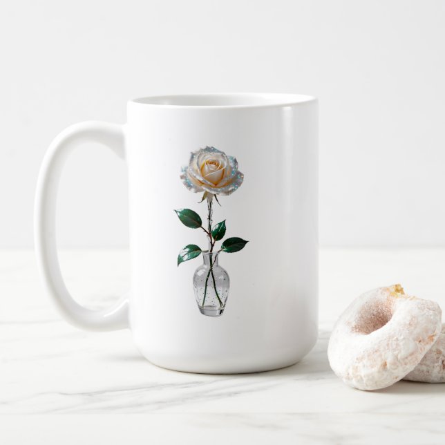 Taza De Café Rosa blanca en una caja (Con donut)