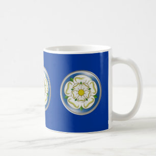 Taza De Café Rosa blanco de la bandera de Yorkshire
