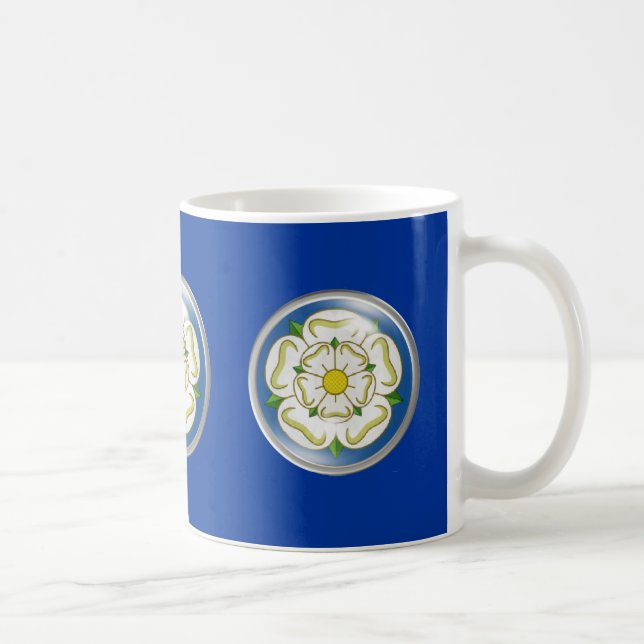 Taza De Café Rosa blanco de la bandera de Yorkshire (Derecha)