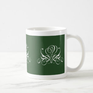 Taza De Café Rosa blanco y verde floreciente