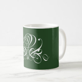 Taza De Café Rosa blanco y verde floreciente