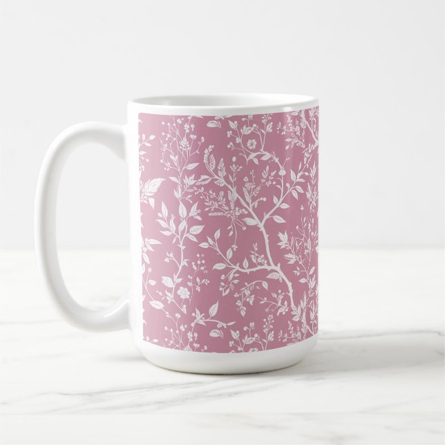 Taza de café rosa botánica (Izquierda)