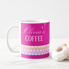 Taza De Café Rosa Brillante y Lunares