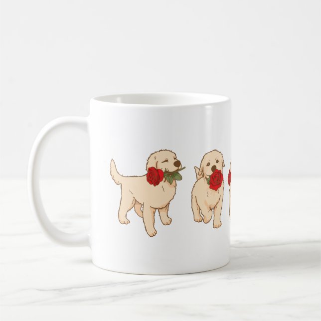 Taza De Café Rosa Cachorro Dulce (Izquierda)
