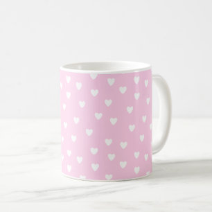 Taza De Café Rosa caliente con corazones blancos