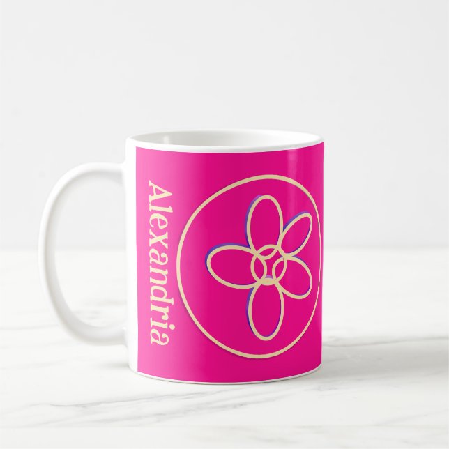 Taza De Café Rosa caliente de flor personalizado (Izquierda)