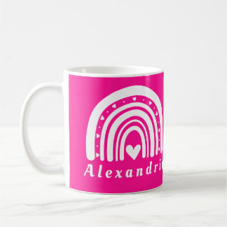 Taza De Café Rosa caliente del arcoiris del Boho personalizado