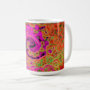 Taza De Café Rosa Caliente Groovy Resumen Retro Torbellino Líqu