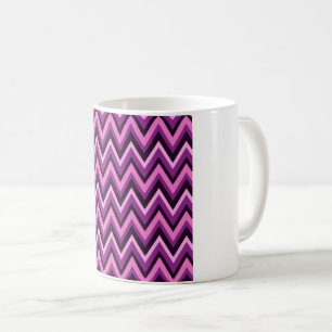 Taza De Café Rosa Caliente y Chevron Negro – Patrón de Zigzag E