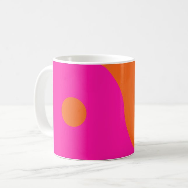 Taza De Café Rosa Caliente Y Naranja Yin Yang (Anverso izquierdo)