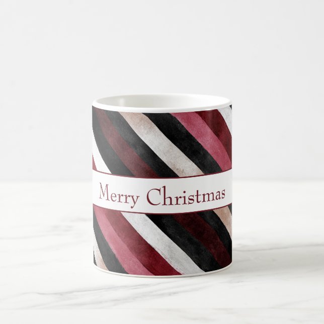 Taza De Café Rosa Champagne Borgoña Negro Rayas   (Centro)