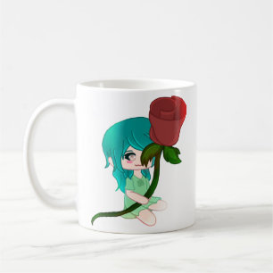 Taza De Café Rosa Chibi Con Rosa