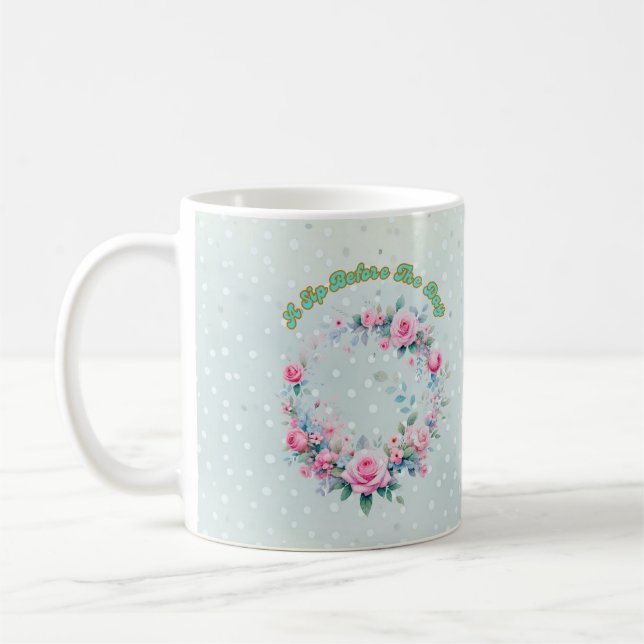 Taza De Café Rosa clásico Floral Mug, compatible con FDA de 11  (Izquierda)