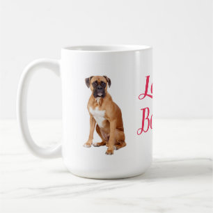Taza de café rosa con caja de perro cachorro amor