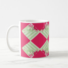 Taza De Café Rosa Con Faux Patchwork Mug