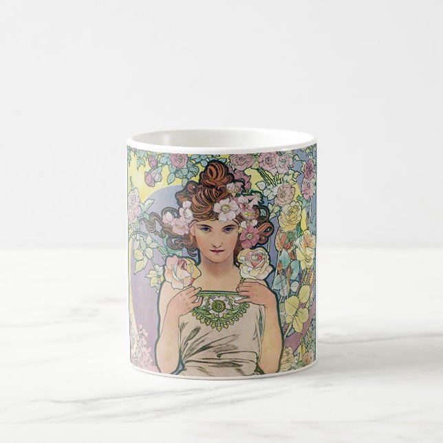 Taza De Café Rosa (Cuatro Flores), Alphonse Mucha (Centro)