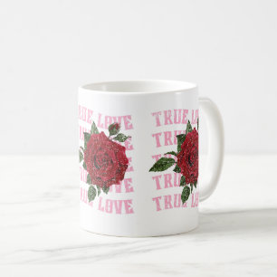 Taza De Café Rosa de amor verdadero El día de San Valentín romá