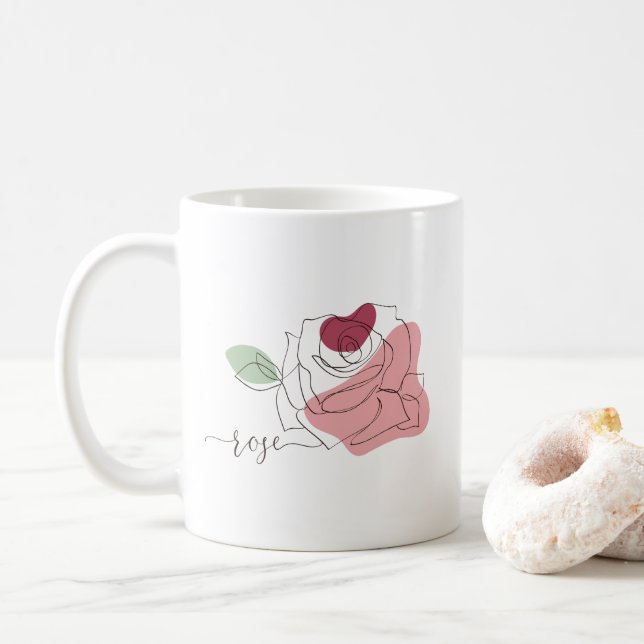 Taza De Café Rosa de arte Minimalista (Con donut)