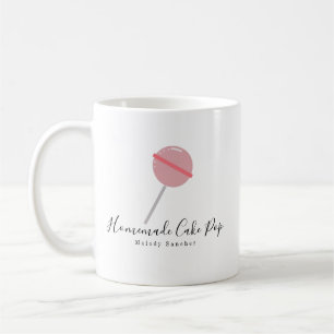 Taza de café rosa de bola de pastelito casero de p