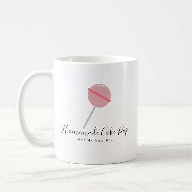 Taza de café rosa de bola de pastelito casero de p (Izquierda)