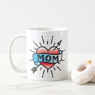 Taza De Café Rosa de café con estilo tatuaje de mamá