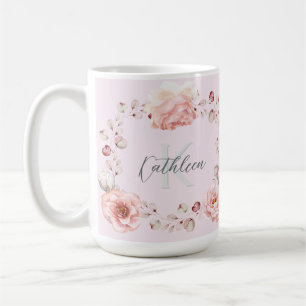 Taza De Café Rosa de color de agua personalizado Rosa