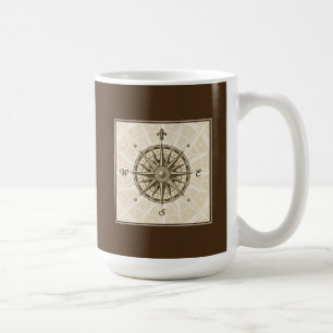 Taza De Café Rosa de compás del vintage