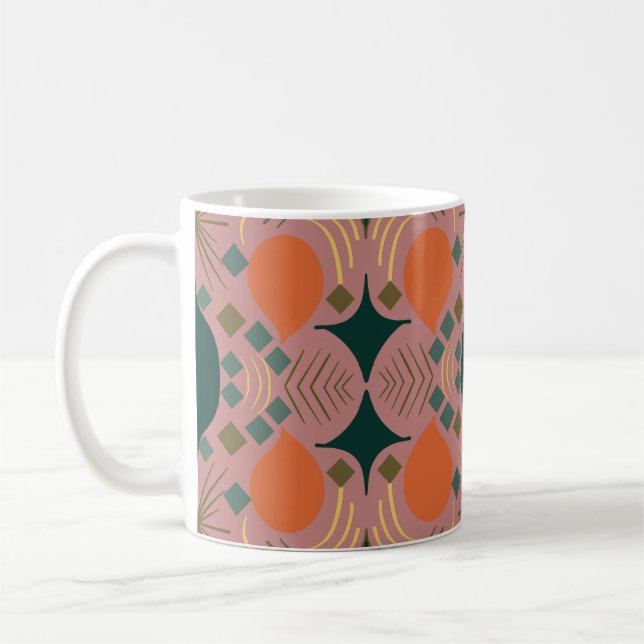 Taza De Café Rosa de diamante geométrico Boho (Izquierda)