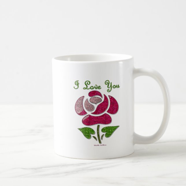 Taza De Café Rosa de esténcil rosa te amo (Derecha)