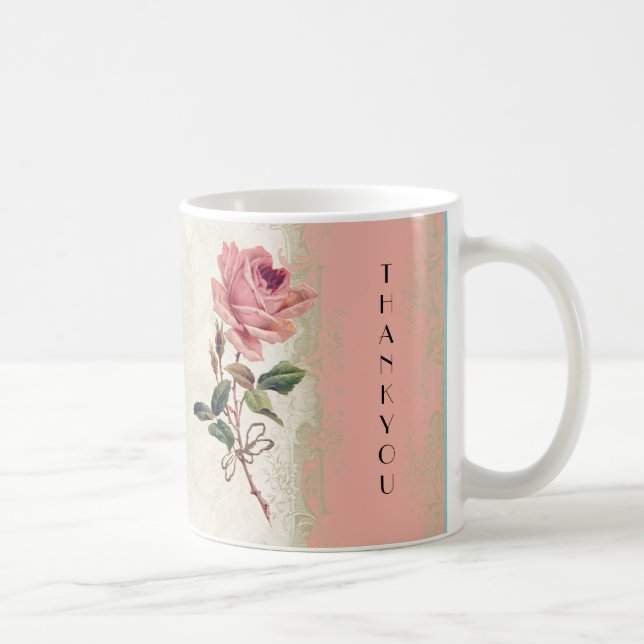 Taza De Café Rosa de estilo barroco Salmon n Cream Lace (Derecha)
