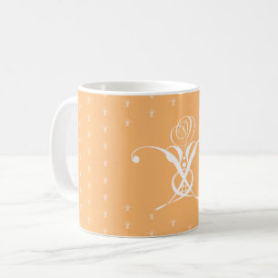 Taza De Café Rosa de Flourish de color blanco retro Peach