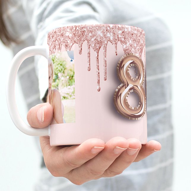 Taza De Café rosa de foto de 80 años purpurina globo rosa (Subido por el creador)