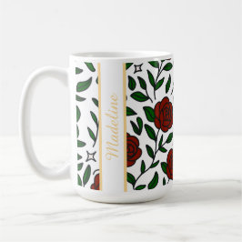Taza De Café Rosa de Jardín Personalizada Belleza y Bestia Nomb