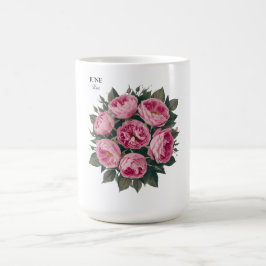 Taza De Café Rosa de junio: Bloom de cumpleaños personalizado