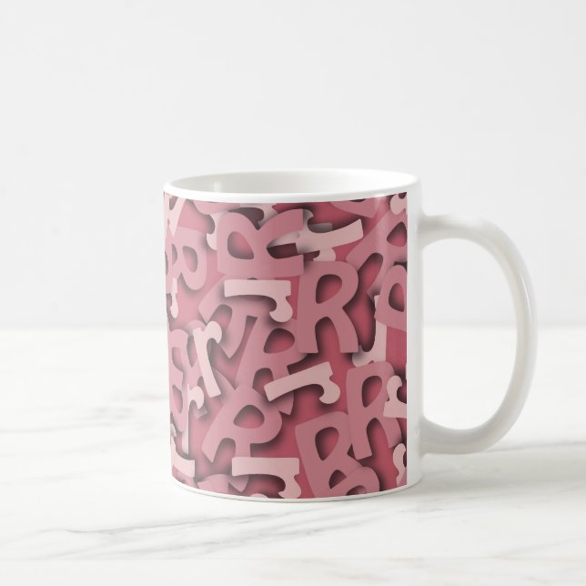 Taza De Café Rosa de la letra R (Derecha)