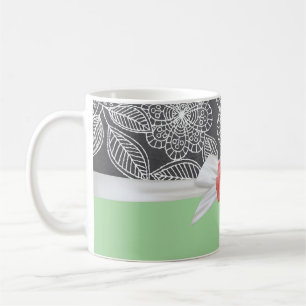 Taza De Café Rosa de lujo Green Floral Damask Mug