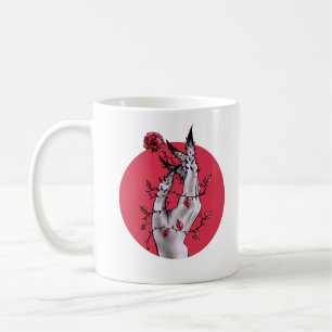 Taza De Café Rosa de mano espeluznante tiembla rojo macabro