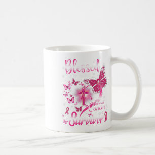 Taza De Café Rosa De Mariposa Bendecida A Llamarse Cáncer De Ma