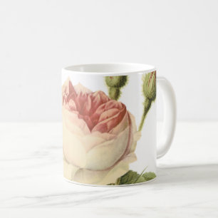 Taza De Café rosa de musgo doble por Redouté