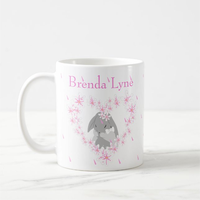 Taza de café rosa de niña conejito (Izquierda)