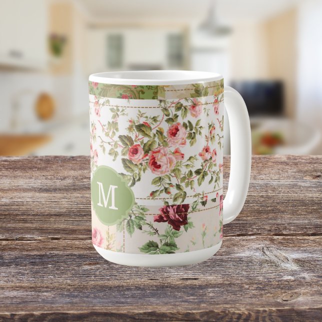 Taza De Café Rosa de parches Personalizado Monograma Té (Subido por el creador)