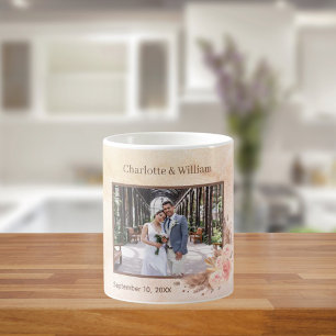 Taza De Café Rosa de pasto pampas boda de florines rosados