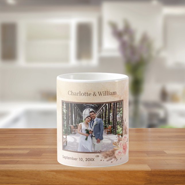 Taza De Café Rosa de pasto pampas boda de florines rosados (Subido por el creador)