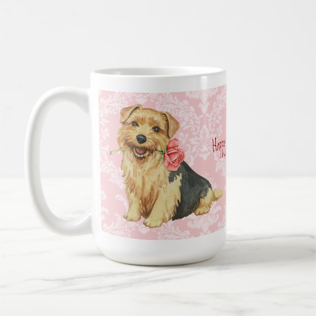 Taza De Café Rosa de San Valentín Norfolk Terrier (Izquierda)