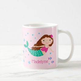 Taza De Café Rosa de Sirena Cuta Personalizada