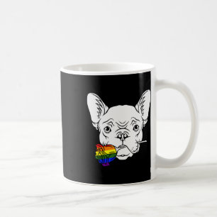 Taza De Café Rosa del Orgullo Gay bulldog Lgbt-q Rainbow French