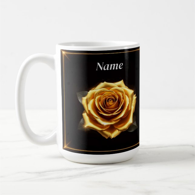 Taza De Café Rosa Dorada con Bordes Brillantes (Izquierda)