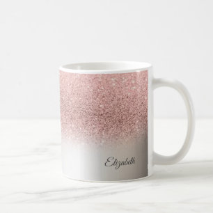 Taza De Café Rosa Dorado Brillante de Moda, Plateado - Personal